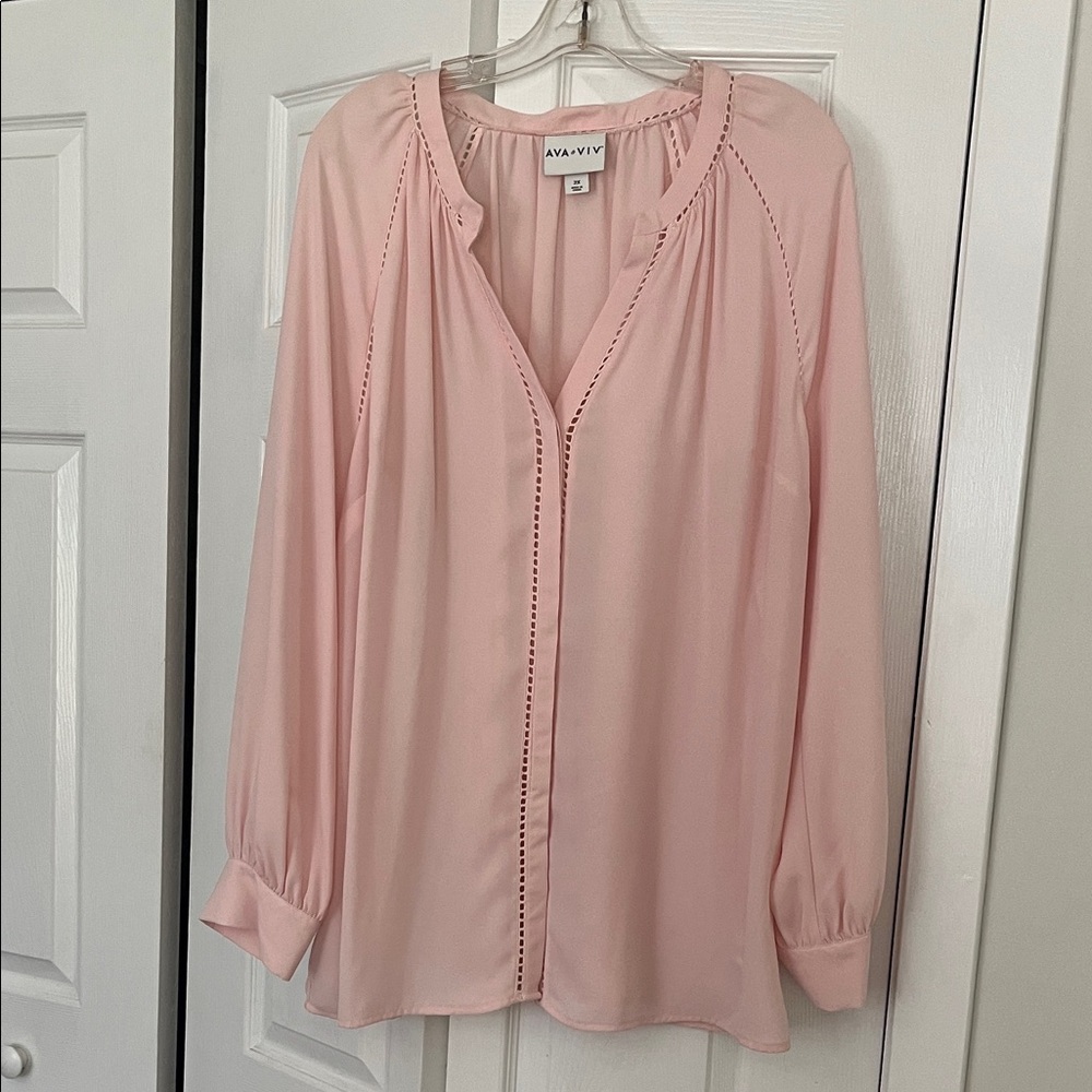 AVA & VIV pink long sleeve blouse size 2X
